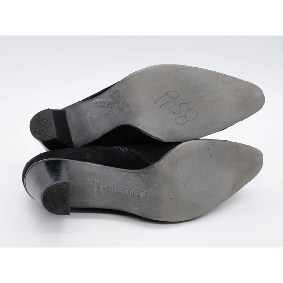 Paul Green Booties Womens 8.5 Black Suede Almond Toe Zip Ankle Boots Cone Heel - Picture 11 of 11